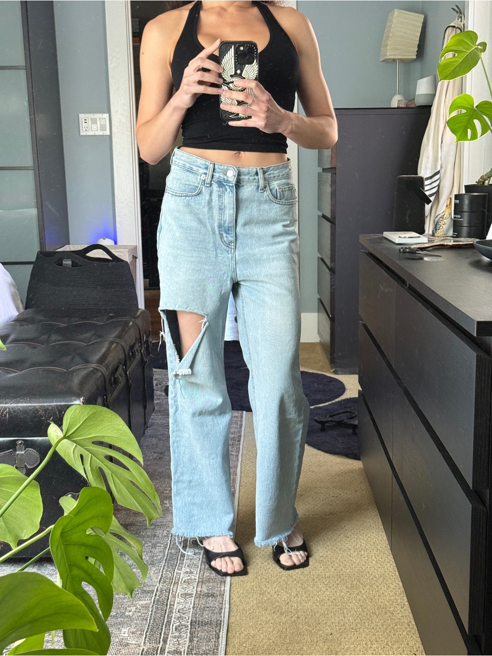 12th Tribe Light Blue Distressed Straight-Leg Jeans
